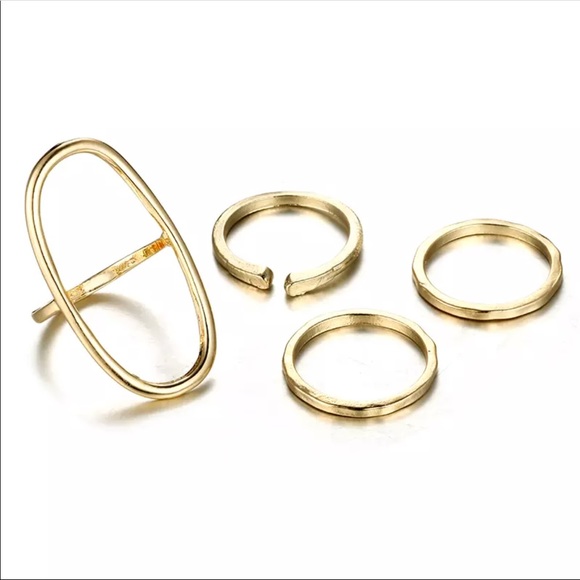 {last set} Gold Toned Midi Ring Set - Picture 2 of 3